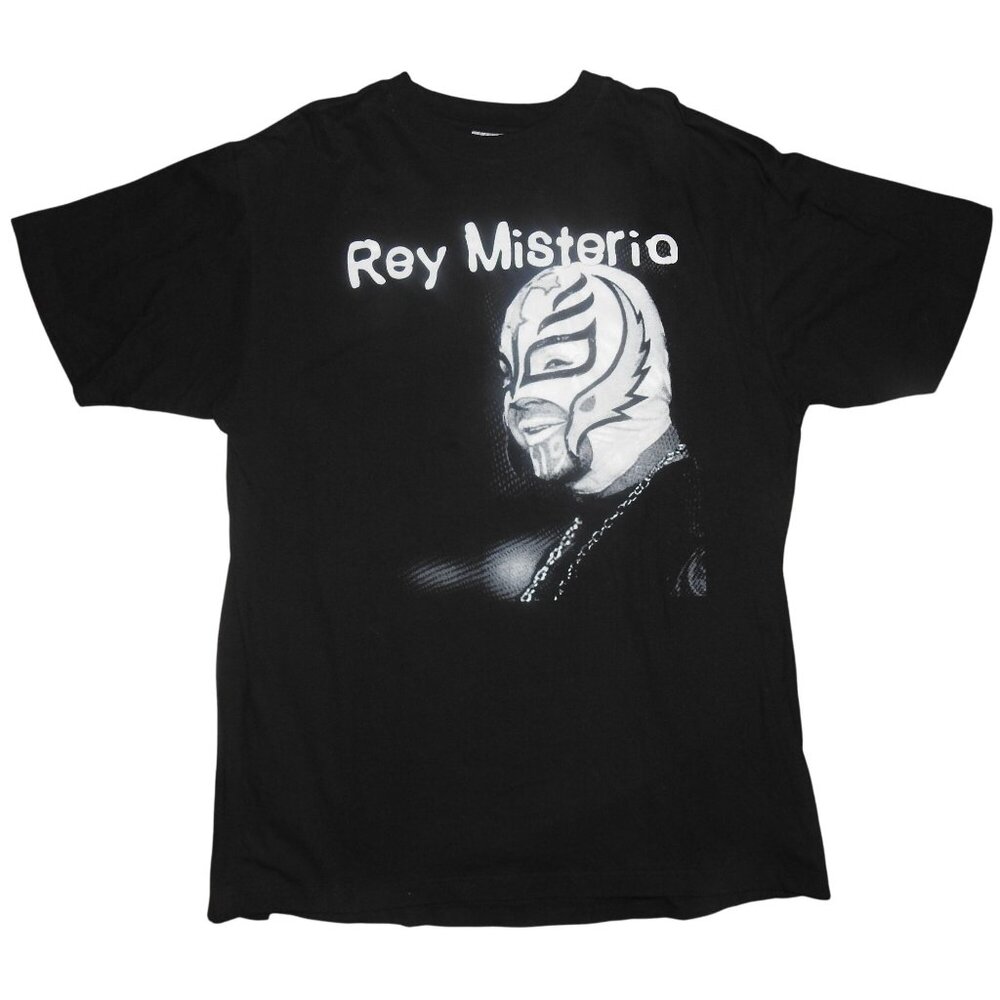 Vintage Rey Misterio Rap Tee Bay Fashions Black T-Shirt Men's XL Wrestling